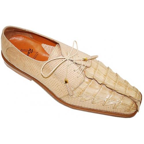 Romano "Terra" Cream Genuine Triple Hornback Crocodile Tails/Lizard Shoes